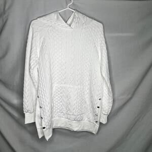 Exclusive Love Women's White Quilted Long Sleeve Hoodie Sweatshirt S